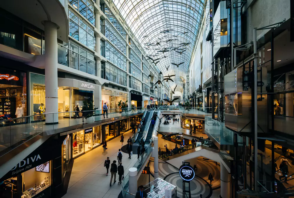 The interior of the Eaton Centre - Best Places to Visit in Toronto