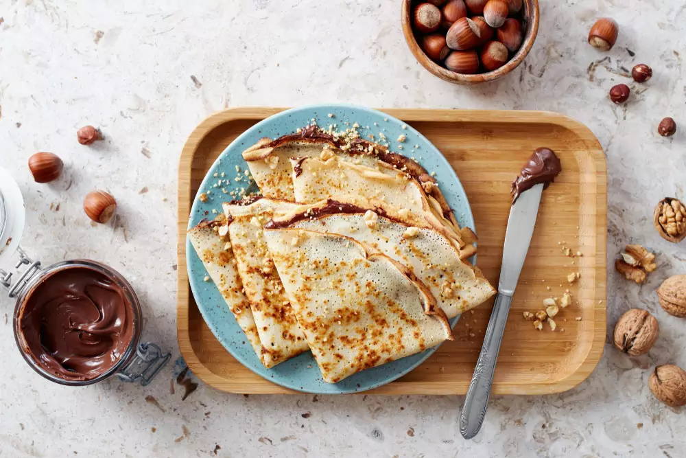 French Crepes with Nutella -  Homemade Pancake Recipe